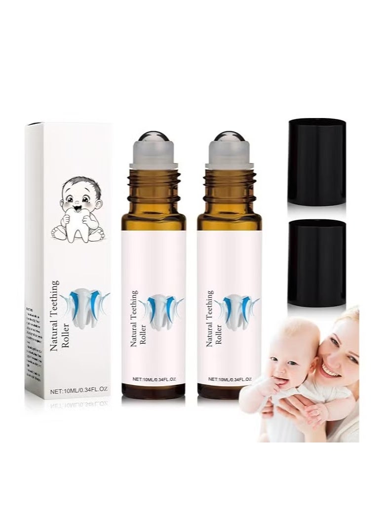 ROLLER 2-Pack Baby Teething Oil Roller, 10 ml x 2 Teething Roller Baby, Teething Oil Roller, Teething Natural Pain Relief Roller, Teething Natural Pain Relief Roller, Reduce Teething Discomfort - Image 1