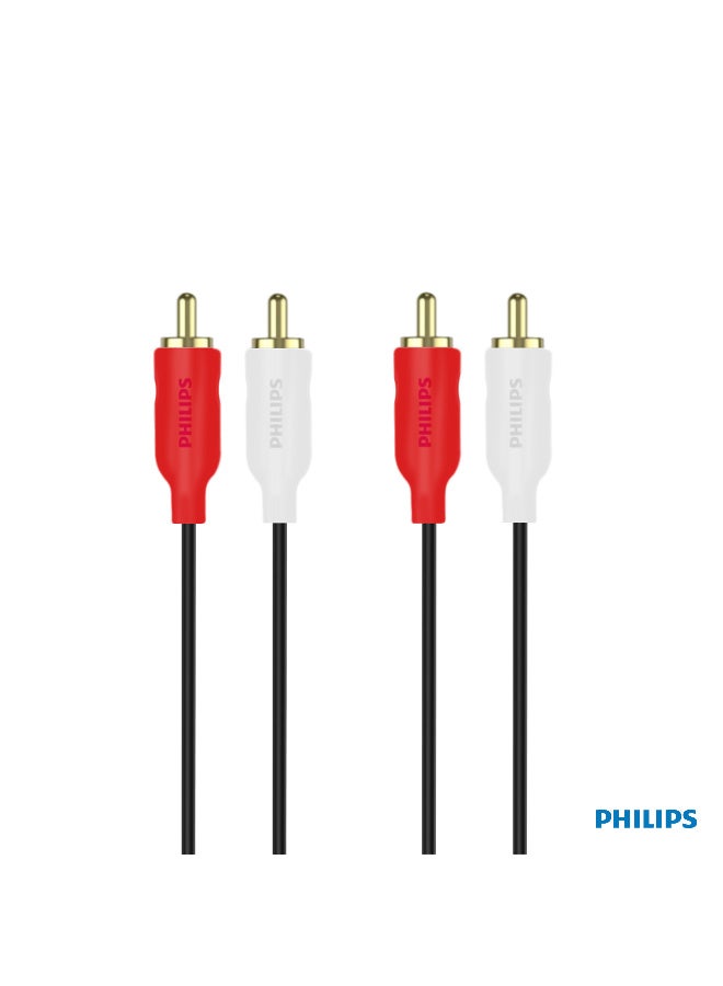 Philips 1.5m RCA Stereo Audio Cable – High-Purity Copper Shielding & Easy-Grip Plugs | Premium Male-to-Male Jack for Car, Headphones & Home Audio, Black black - Image 1