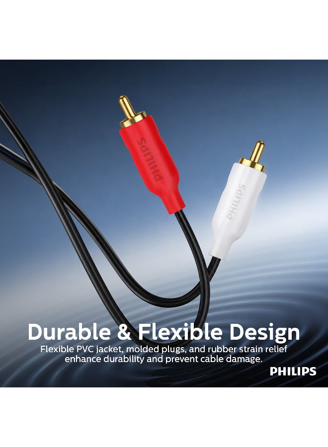 Philips 1.5m RCA Stereo Audio Cable – High-Purity Copper Shielding & Easy-Grip Plugs | Premium Male-to-Male Jack for Car, Headphones & Home Audio, Black black - Image 4