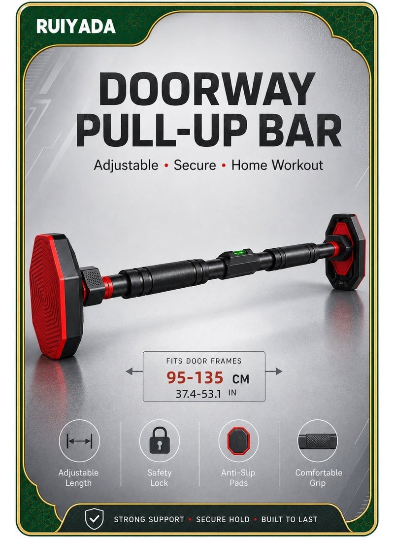 RUIYADA Pull Up Bar for Doorway – Adjustable Width Strength Training Chin Up Bar with Locking Mechanism, No Screws Needed, Non-Slip Grips for Home Gym, Upper Body Workout Equipment(95CM-135CM) - Image 1