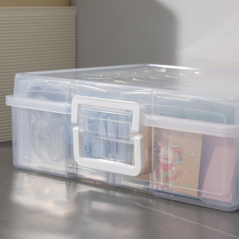 novelinks Transparent 4" x 6" Photo Cases and Clear Craft Keeper with Handle, 16 Inner Photo Organizers & Photo Storage Box, Plastic Photo Storage Containers (Clear) - Image 4
