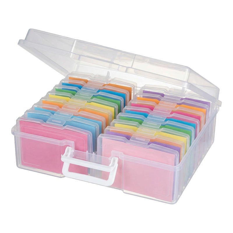 novelinks Transparent 4" x 6" Photo Cases and Clear Craft Keeper with Handle, 16 Inner Photo Organizers & Photo Storage Box, Plastic Photo Storage Containers (Clear) - Image 1