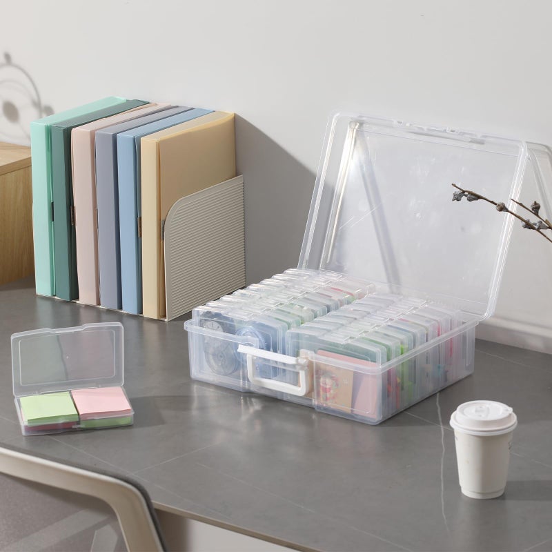 novelinks Transparent 4" x 6" Photo Cases and Clear Craft Keeper with Handle, 16 Inner Photo Organizers & Photo Storage Box, Plastic Photo Storage Containers (Clear) - Image 3