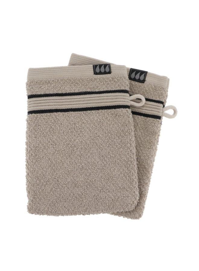 Tendance 2-Piece Premium Cotton Bath Glove Set Twine And Black 15 X 21Cm Aa7011161