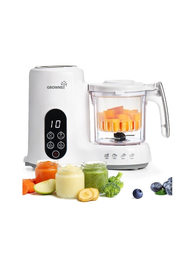 GROWNSY صانع طعام الأطفال مع سلة بخار، جهاز معالجة طعام الأطفال بخطوة واحدة، خلاط هريس، مطحنة، آلة طحن وتعقيم للطعام الصحي المنزلي للأطفال، خالية من BPA - Image 1