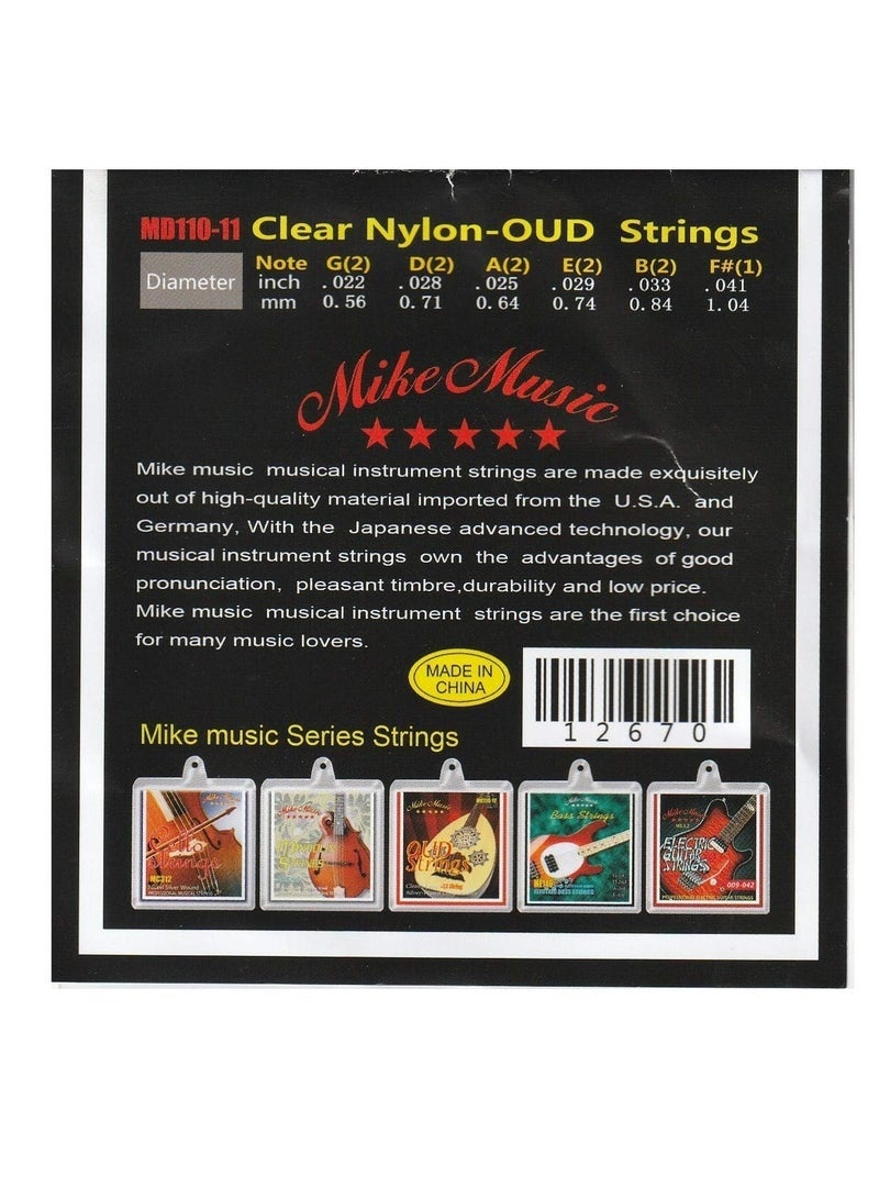 Alice Oud Strings Set for 11-String Oud Plain Nylon and Silver Plated Wound String for Arabic Oud - Image 2