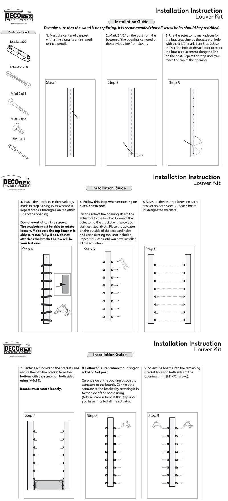 Decorex Hardware Louvers Hardware Set For Blinds And Shutters Complete Kit For 11 Boards Stainless Steel E-Coated Black - Dhlh-02 - Image 5