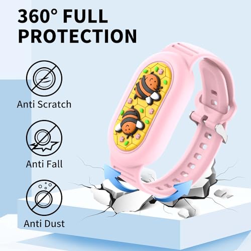 FGERWZ [2Pack] Silicone Bracelet for Samsung Galaxy SmartTag 2 (2023), Full Cover Wristband Smart Tag 2 Holder Waterproof, Adjustable Hidden SmartTag 2 Bracelet for Kids Elderly (Pink & Black) - Image 5