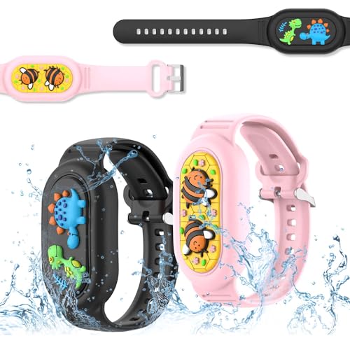 FGERWZ [2Pack] Silicone Bracelet for Samsung Galaxy SmartTag 2 (2023), Full Cover Wristband Smart Tag 2 Holder Waterproof, Adjustable Hidden SmartTag 2 Bracelet for Kids Elderly (Pink & Black) - Image 1