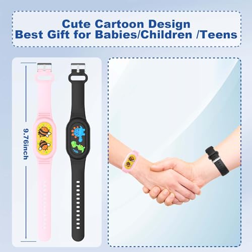 FGERWZ [2Pack] Silicone Bracelet for Samsung Galaxy SmartTag 2 (2023), Full Cover Wristband Smart Tag 2 Holder Waterproof, Adjustable Hidden SmartTag 2 Bracelet for Kids Elderly (Pink & Black) - Image 2