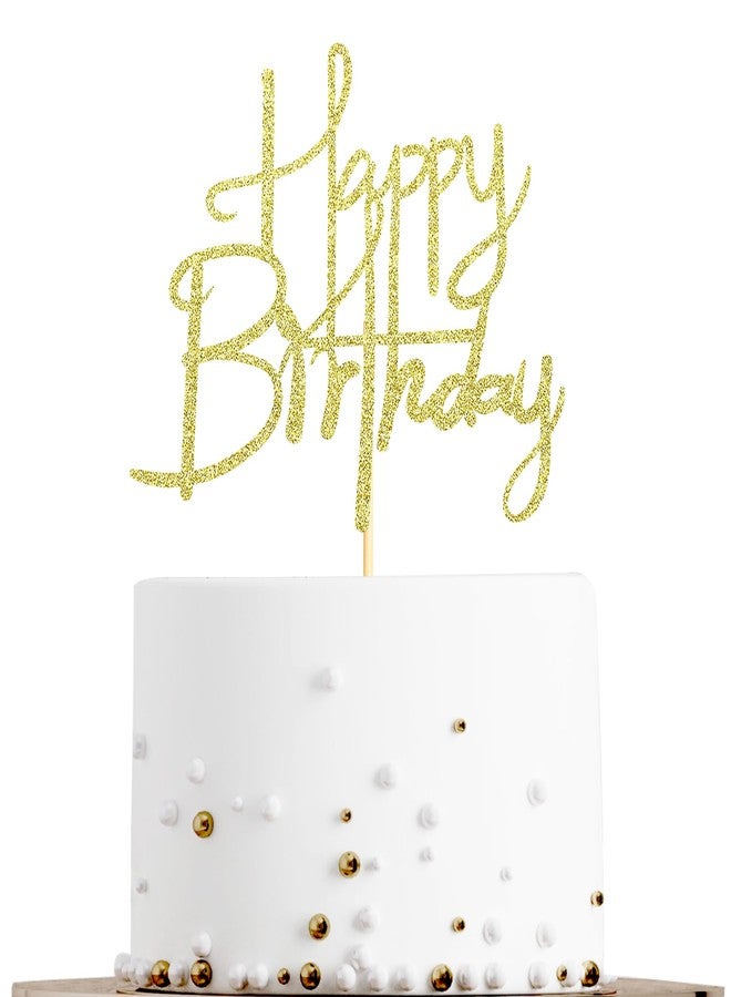 Sotpot Happy Birthday Cake Topper Gold Glitter Happy Birthday Cake Decoration for Anniversary Party Cake Decorations Supplies - Image 1