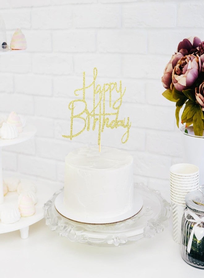 Sotpot Happy Birthday Cake Topper Gold Glitter Happy Birthday Cake Decoration for Anniversary Party Cake Decorations Supplies - Image 4