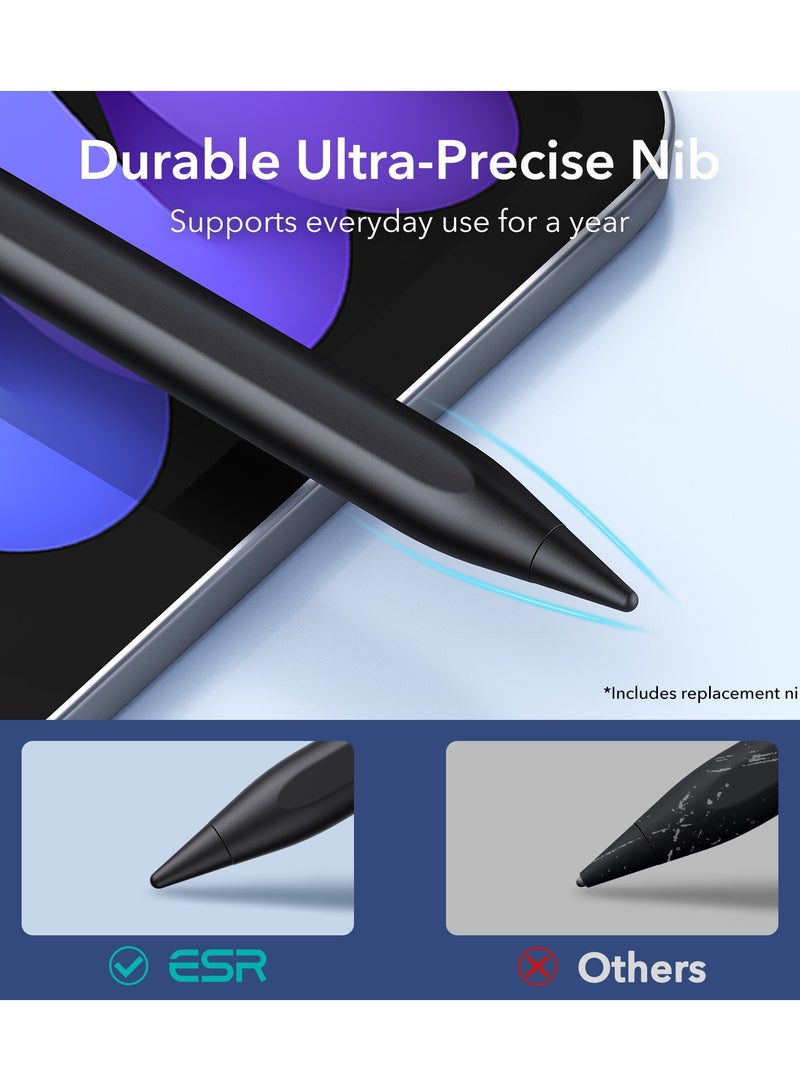 قلم ESR Stylus لجهاز iPad مع حساسية الإمالة 【رفض راحة اليد والتثبيت المغناطيسي】 قلم iPad Stylus لجهاز Apple iPad Air 5/4/3، iPad Pro 11، iPad Pro 12.9، iPad Mini 6/5، وiPad 9/8/7/6، أسود - Image 4