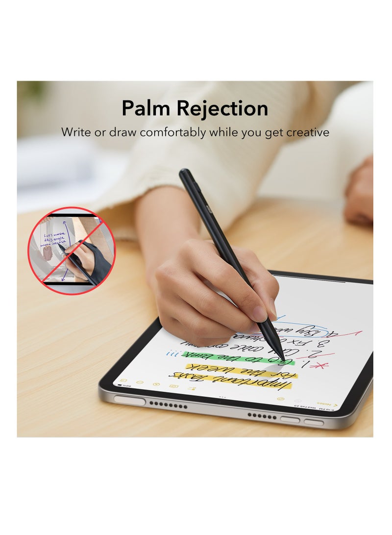 قلم ESR Stylus لجهاز iPad مع حساسية الإمالة 【رفض راحة اليد والتثبيت المغناطيسي】 قلم iPad Stylus لجهاز Apple iPad Air 5/4/3، iPad Pro 11، iPad Pro 12.9، iPad Mini 6/5، وiPad 9/8/7/6، أسود - Image 5