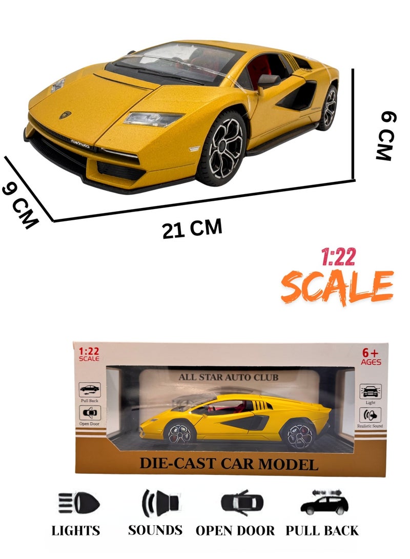 Lamborghini Countach LPI 800-4 Diecast Model Car 1:24 Scale | Pull Back, Lights & Sound | Openable Doors & Hood | Premium Collectible Toy for Kids & Collectors - Image 4