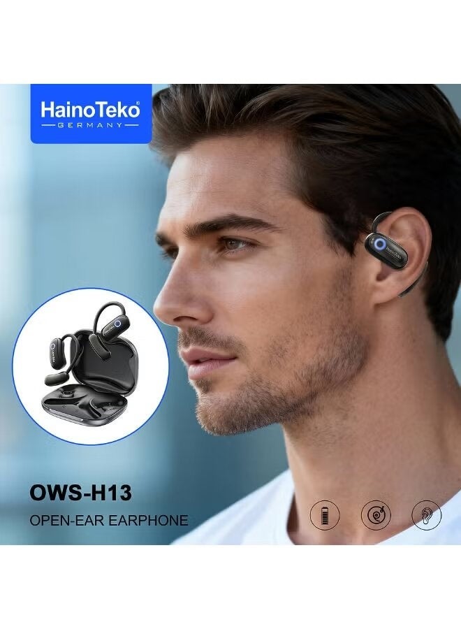 Haino Teko OWS-H13 Open-Ear Hi-Res Audio Wireless Earphones with Ear Hook Design – Lightweight, Sweatproof, Comfortable for Sports, Fitness, Running, Calls, and Music – Gold - Image 4