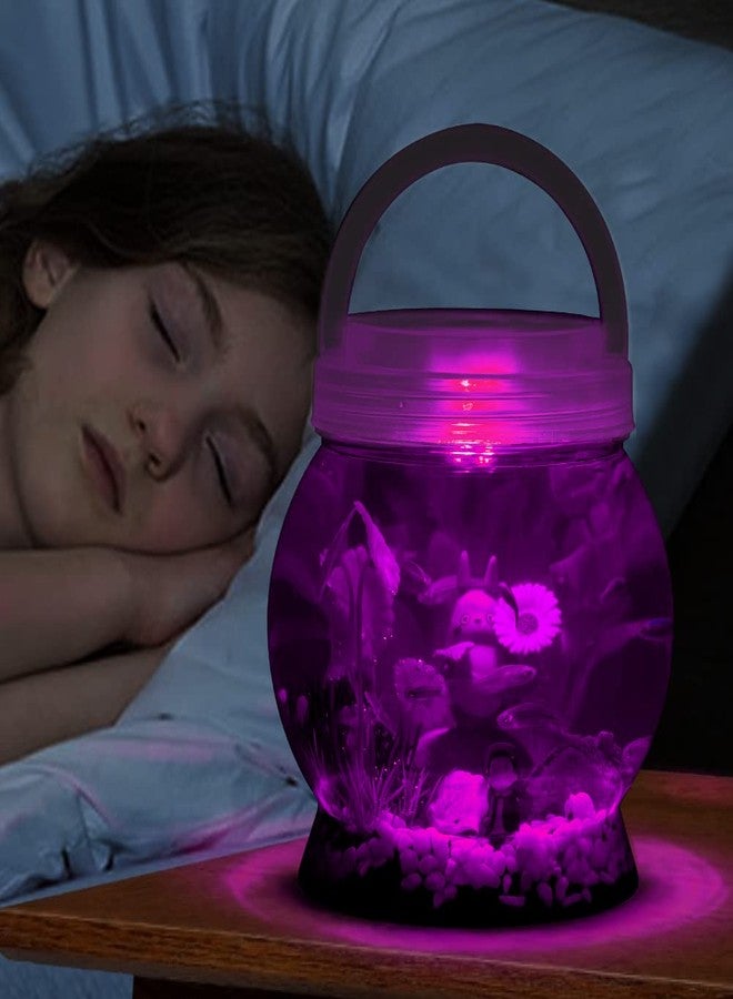 LA KEN DU,Small Betta Tetra Fish Tank Decorations Set-Aquarium with 20 Color LED Lighting,Fish Night Light Aquarium for Kids,0.5-Gallon,Transparent - Image 2
