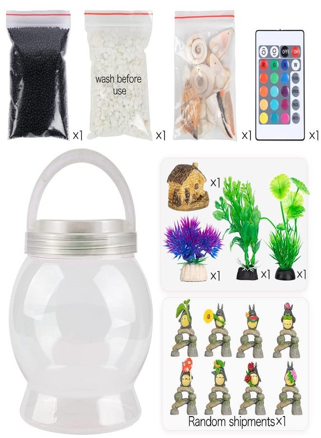 LA KEN DU,Small Betta Tetra Fish Tank Decorations Set-Aquarium with 20 Color LED Lighting,Fish Night Light Aquarium for Kids,0.5-Gallon,Transparent - Image 3