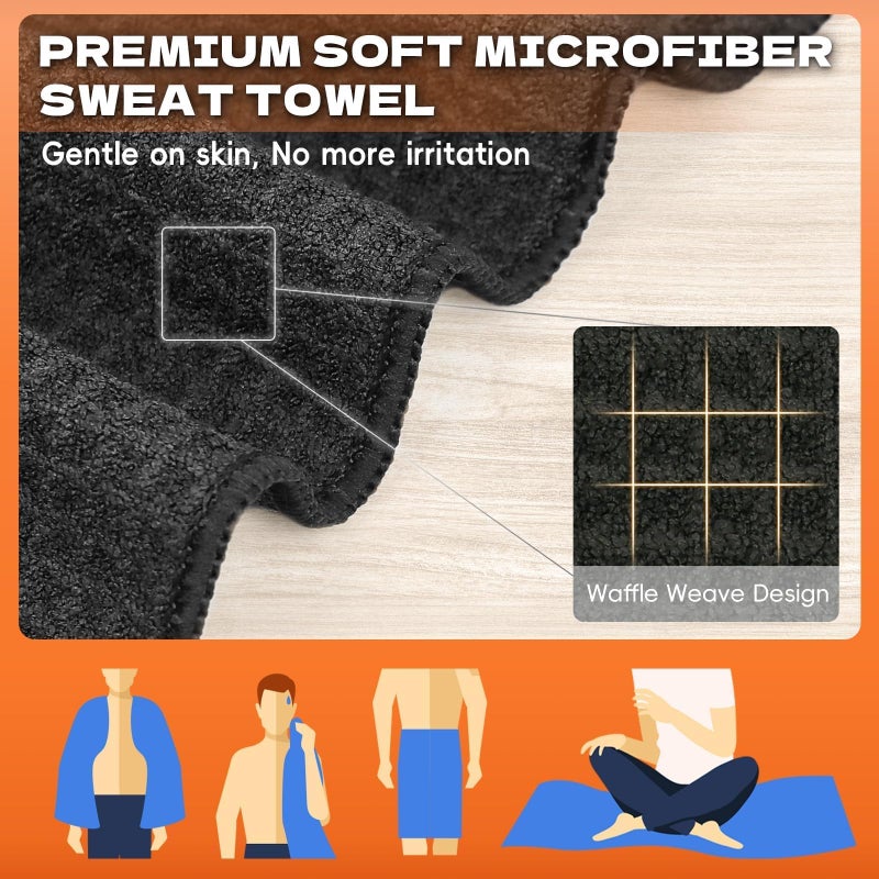 SOOWASH Microfiber Sweat Towel Quick Dry Lightweight Absorbent 3 Packï¼ŒFast Drying 27â€˜â€™ X 55â€˜â€™ Negative Ions Odorless Gym Towels for Men & Women Yoga Sports Travel Outdoor Camping Gym (Large Black) - Image 5