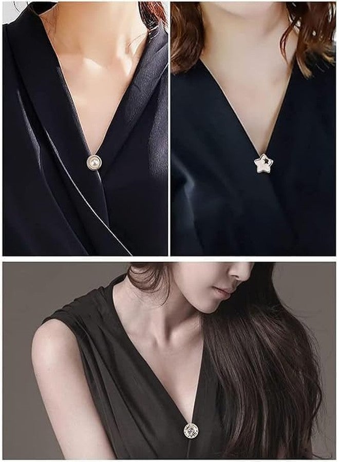 Whimsical 20PCS Pearl Rhinestone Button Pins - Women’s No-Sew Safety Brooch Set for Shirts, Blouses, Collars, Sweaters & Dresses - Image 3