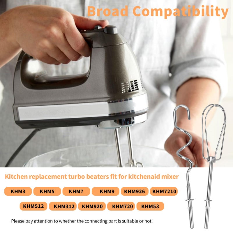 Dfnidy Hand Mixer Attachments Compatible with KitchenAid Hand Mixer KHM3 KHM5 KHM7 KHM9, Hand Mixer Turbo Beaters for Kitchenaid, with Whisk, Dough Hooks and Blending Rod Replacement (6 Pack) - Image 3