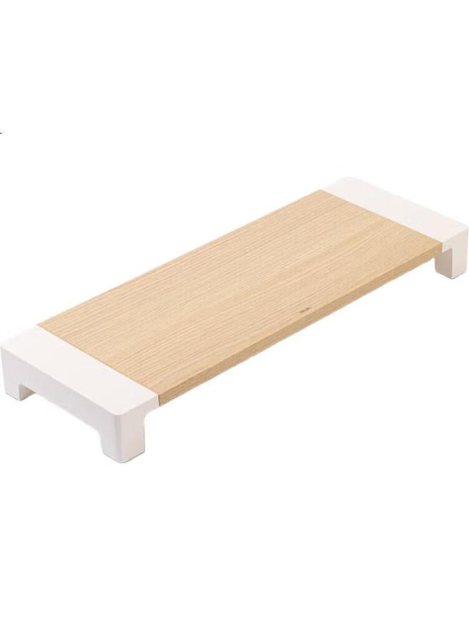 Deli Office Desk Organizer Storage Rack, Wooden Computer Riser Stand, Monitor Riser Base, Screen Support, Laptop Stand, Natural Wood Color, Pk103 - Image 1