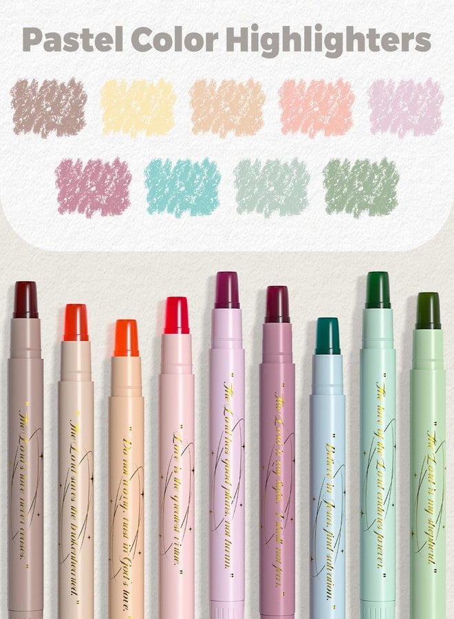 WEMATE Bible Highlighters No Bleed, 9PCS Assorted Colors Gel Highlighters Set, Cute Bible Study Supplies for Scripture Marking, Color Coding & Book Highlighting - Image 2