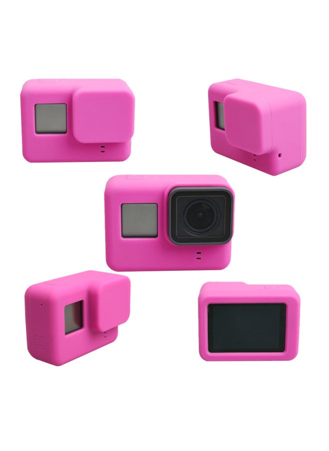 Gopro Hero5/6/7 Blacksh Camera Lens Cover Silicone Cover Frame Protective Case Accessory Set-Color:Rose Red Bare Metal Cover + Cover + Pearlescent Bag - Image 1