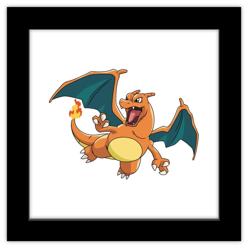 Trends International Gallery Pops Pokemon  Charizard Wall Art Black Framed Version 12 x 12