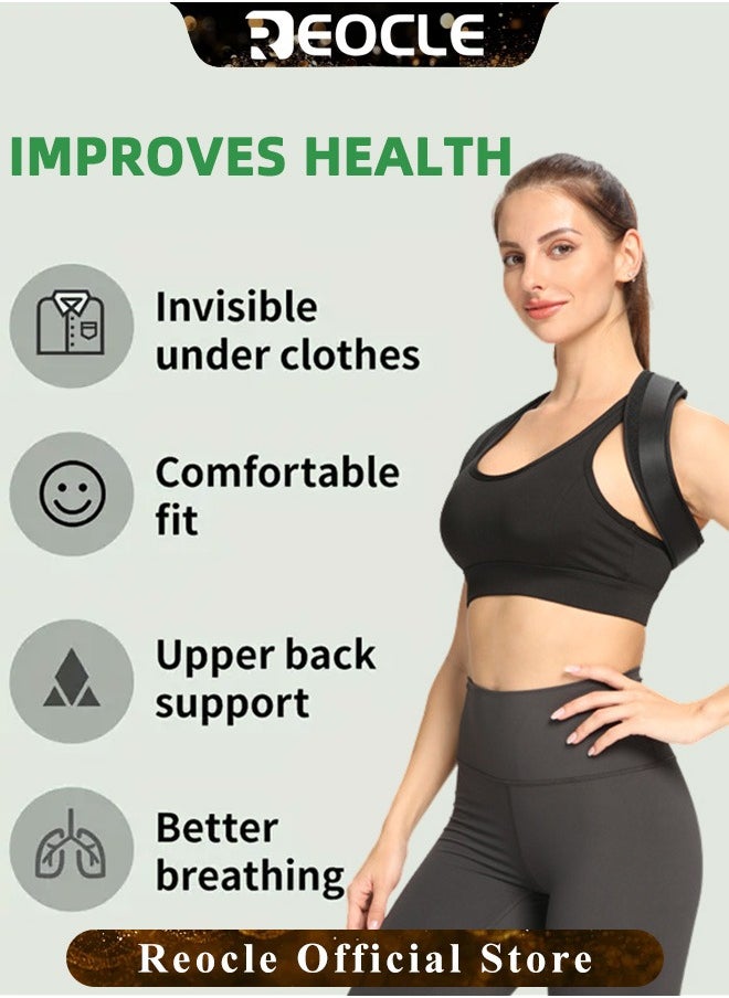 REOCLE Unisex Posture Corrector Adjustable Breathable Back Support Neck Shoulder Clavicle Belt Straightener Upper Spine Improves Posture & Neck for Men Women  - Image 2