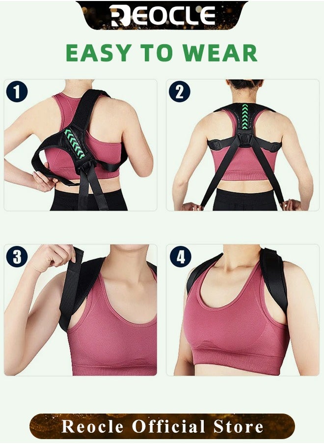 REOCLE Unisex Posture Corrector Adjustable Breathable Back Support Neck Shoulder Clavicle Belt Straightener Upper Spine Improves Posture & Neck for Men Women  - Image 3
