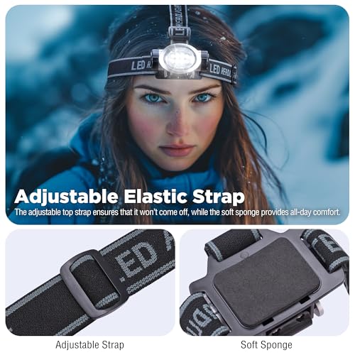 EverBrite 5-Pack LED Headlamp, 4 Lighting Modes, Pivoting Head with Adjustable Headband, Perfect for Running, Camping and Hiking, Batteries Included - Image 5