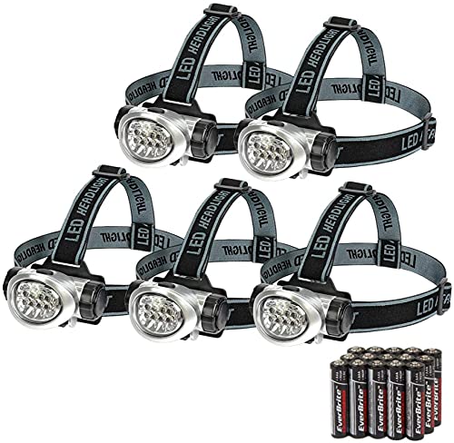 EverBrite 5-Pack LED Headlamp, 4 Lighting Modes, Pivoting Head with Adjustable Headband, Perfect for Running, Camping and Hiking, Batteries Included - Image 1