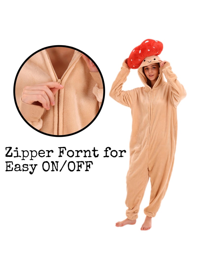 Snug Fit Unisex Adult Onesie Pajamas,  Cosplay Animal One Piece Halloween Costume Sleepwear Homewear  - Image 3