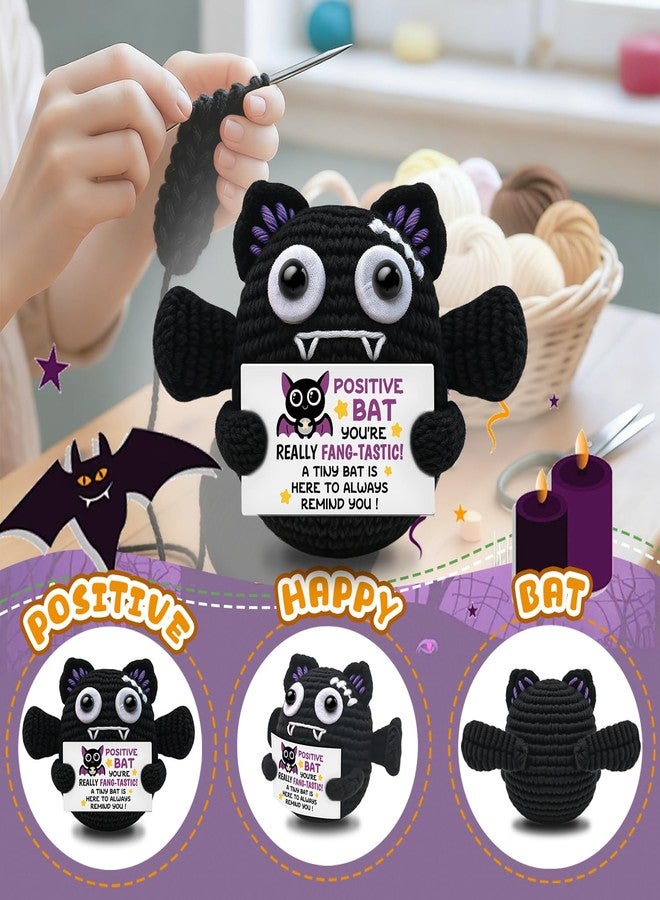 AICHPVOY Handmade Positive Crochet Bat Doll Birthday Gifts for Women Men Friends Couples Unique Gifts for Her Him Inspirational Cute Desk Emotional Crochet Room Decor for Women - Image 2