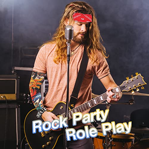 FASBET 11pcs Rockstar Costume 70s 80s 90s Rocker Costumes for Men and Women Motorcycle Biker Halloween Costume Punk Accessories Rock Star Costumes Guitar Rock and Roll Costume - Image 5