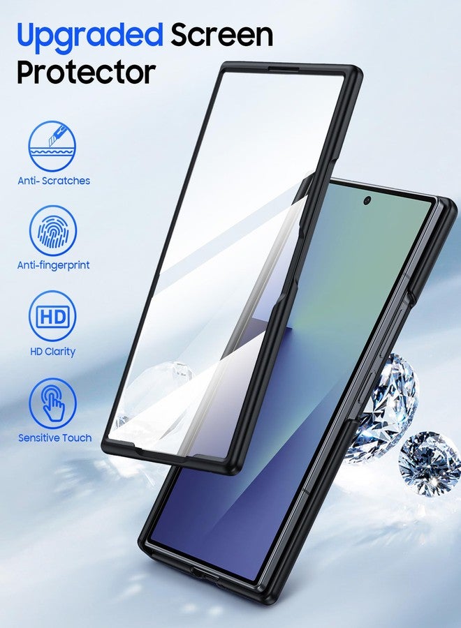 oupeigar for Samsung Galaxy Z Fold 7 Case Magnetic with Screen Protector, Fit for Magsafe, Hinge Protection, Skin Feel Ultra Thin Stylish Translucent Matte PC, Shockproof Cover for Z Fold 7-Black - Image 4
