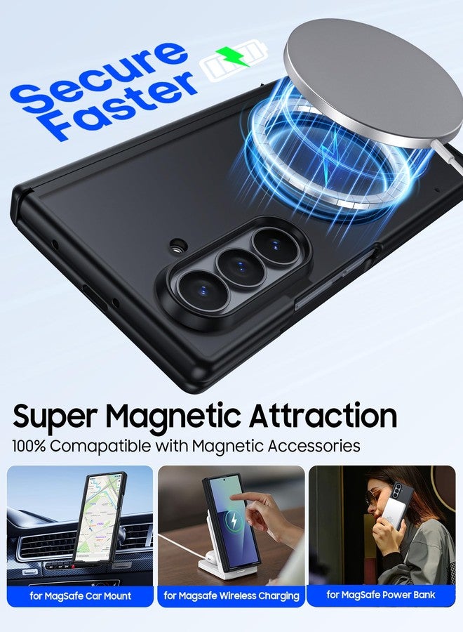 oupeigar for Samsung Galaxy Z Fold 7 Case Magnetic with Screen Protector, Fit for Magsafe, Hinge Protection, Skin Feel Ultra Thin Stylish Translucent Matte PC, Shockproof Cover for Z Fold 7-Black - Image 3