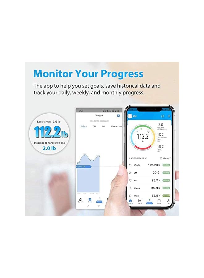 PROMASS Smart Scale with Bluetooth, promass Body Fat Scale, Wireless Digital Bathroom Scale, 12 Measurements, Weight/Body Fat/BMI, Fitness Body Composition Analysis, lbs/kg - Image 5
