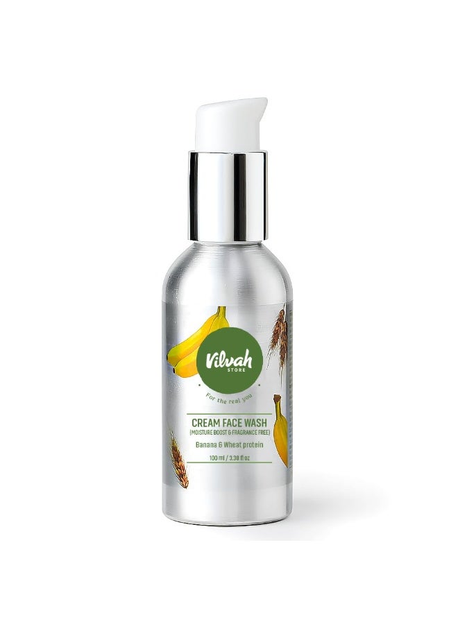 Vilvah Store Face Wash Cream Fragrance-free for Sensitive, Flaky Skin; Protects Dry Skin; Soothes and Nourishes the Sensitive Skin; NO Parabens & Silicones, 100ml - Image 1