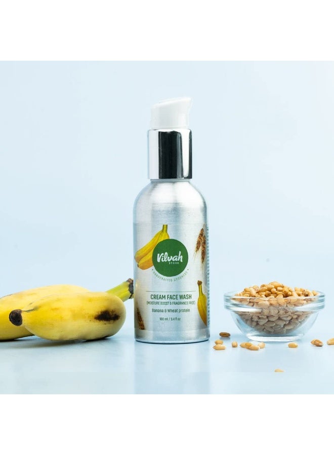 Vilvah Store Face Wash Cream Fragrance-free for Sensitive, Flaky Skin; Protects Dry Skin; Soothes and Nourishes the Sensitive Skin; NO Parabens & Silicones, 100ml - Image 3