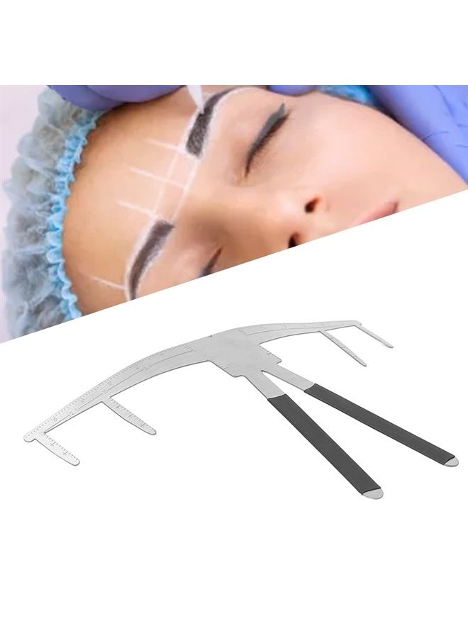 Betued مسطرة الحواجب، مسطرة حواجب من الفولاذ المقاوم للصدأ، مسطرة مكياج، مسطرة قياس الحواجب خفيفة الوزن وقابلة للحمل مع 3 نقاط موضعية - Image 1