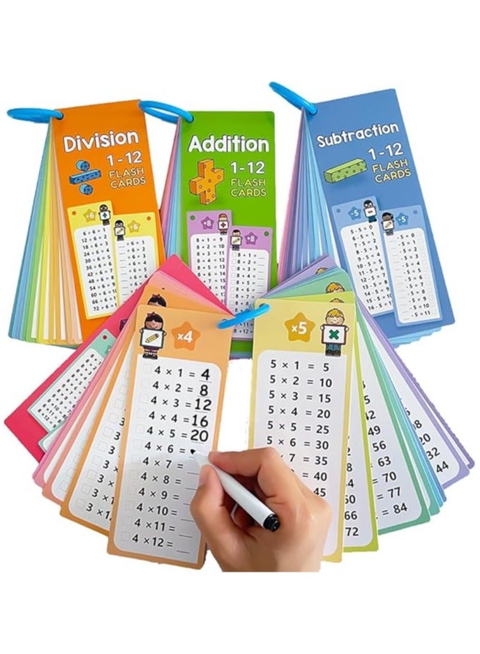 Generic 1-12 Maths Table Cards Set, Math Flash Cards, Educational Math Flashcards For Kids Self Check Classroom Home Learning, Aids Elementary School Teacher Teaching Aids (60 Cards)  - Image 1