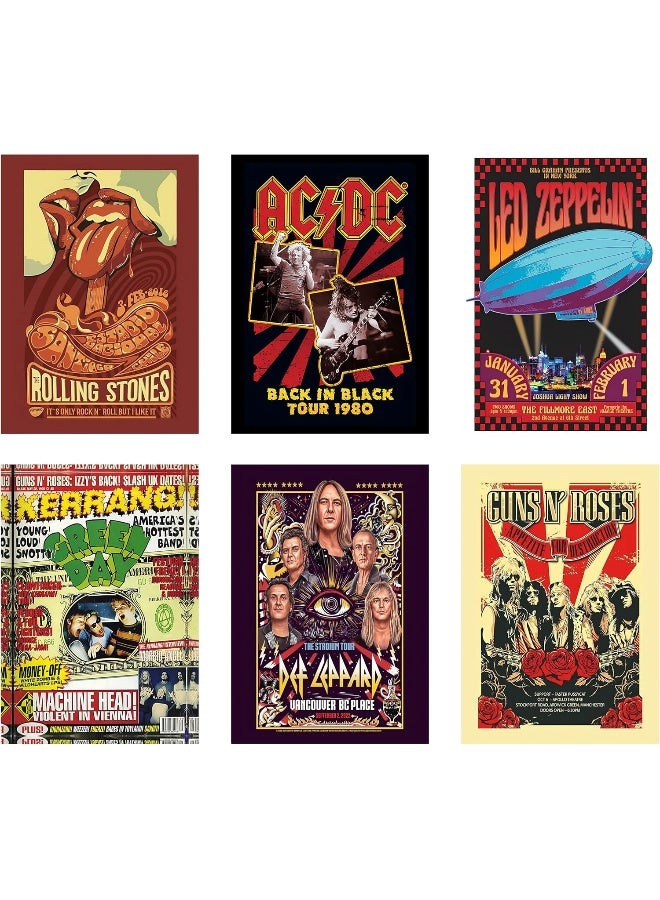 CodersParadise Pack of 6 - Rockband Wall Posters 8x12 inch (A4 Size) Included Glue dots Wall Decor Posters Wall Art For Bedroom, Living room, Office - Image 1