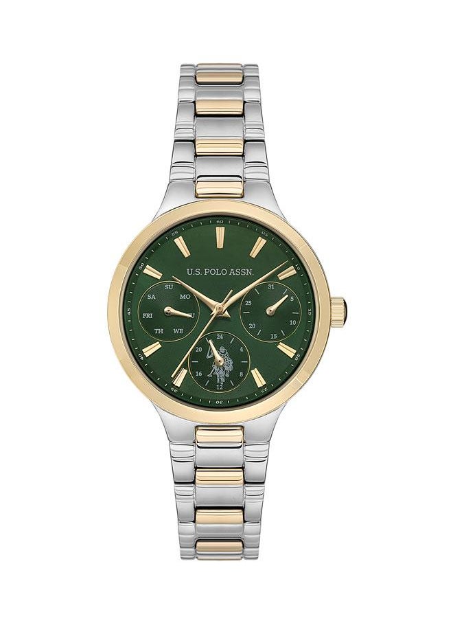 U.S. Polo Assn. U.S. Polo Assn. Crossing 32mm Chronograph Ladies' Watch with Green Dial & Two-Tone Stainless Steel Bracelet - USPA2069-02, Timeless Elegance  - Image 1