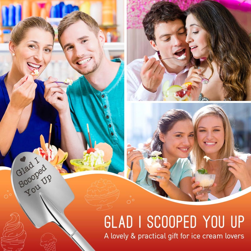 LEJIAJINW Funny Ice Cream Spoons Engraved Glad I Scooped You Up Couples Gifts for Wedding Anniversary, Cute Easter Basket Essentials Easter Egg Stuffer for Wife Husband Boyfriend Girlfriend Valentines - Image 5