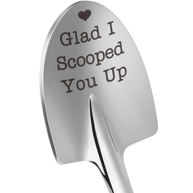 LEJIAJINW Funny Ice Cream Spoons Engraved Glad I Scooped You Up Couples Gifts for Wedding Anniversary, Cute Easter Basket Essentials Easter Egg Stuffer for Wife Husband Boyfriend Girlfriend Valentines - Image 1