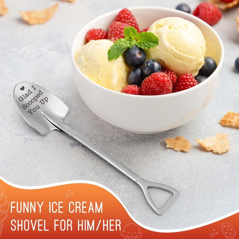 LEJIAJINW Funny Ice Cream Spoons Engraved Glad I Scooped You Up Couples Gifts for Wedding Anniversary, Cute Easter Basket Essentials Easter Egg Stuffer for Wife Husband Boyfriend Girlfriend Valentines - Image 2