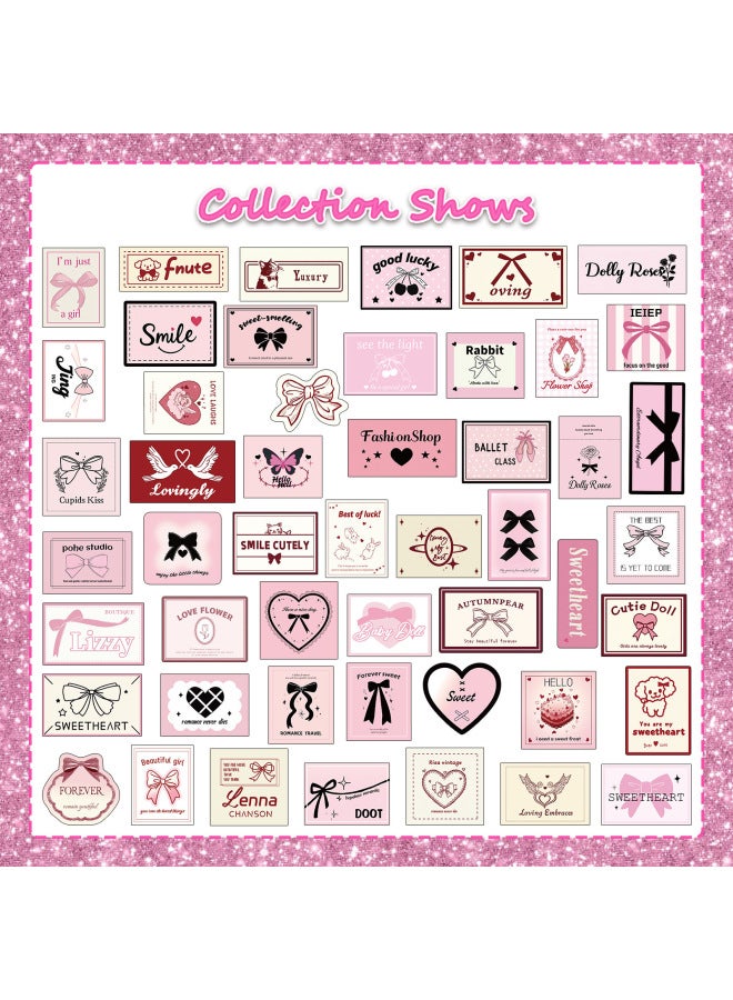 50 Pieces Of Ballet-style Bowknot Korean-style Journal Material Collage Decorative Stickers Diy Cute Laptop Stickers