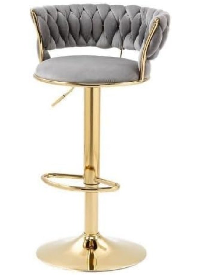 SUPAAR Adjustable Height Metal Frame Cushioned Bar Stool with Emerald Velvet Seat barstools chairs velvet style , 2 Pcs set